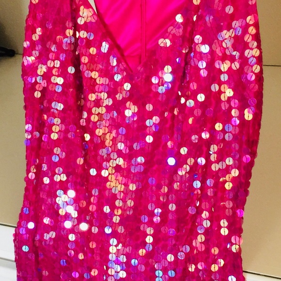 Hot Pink Sequins Dress Worn 1 Time by Kiana Tom - Picture 3 of 6